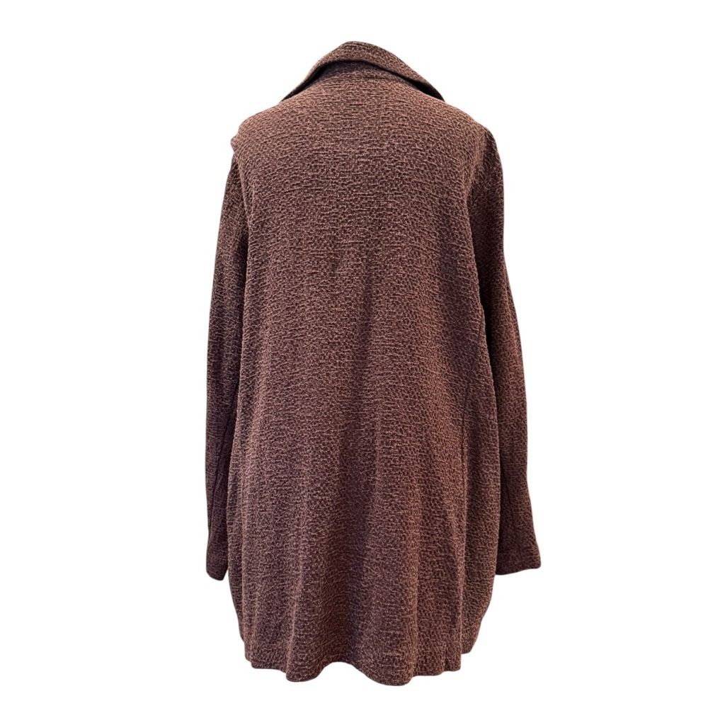 Eileen Fisher Cassis Crosshatch Tencel Open Front Notch Collar Plum Jacket 2X - Picture 7 of 14